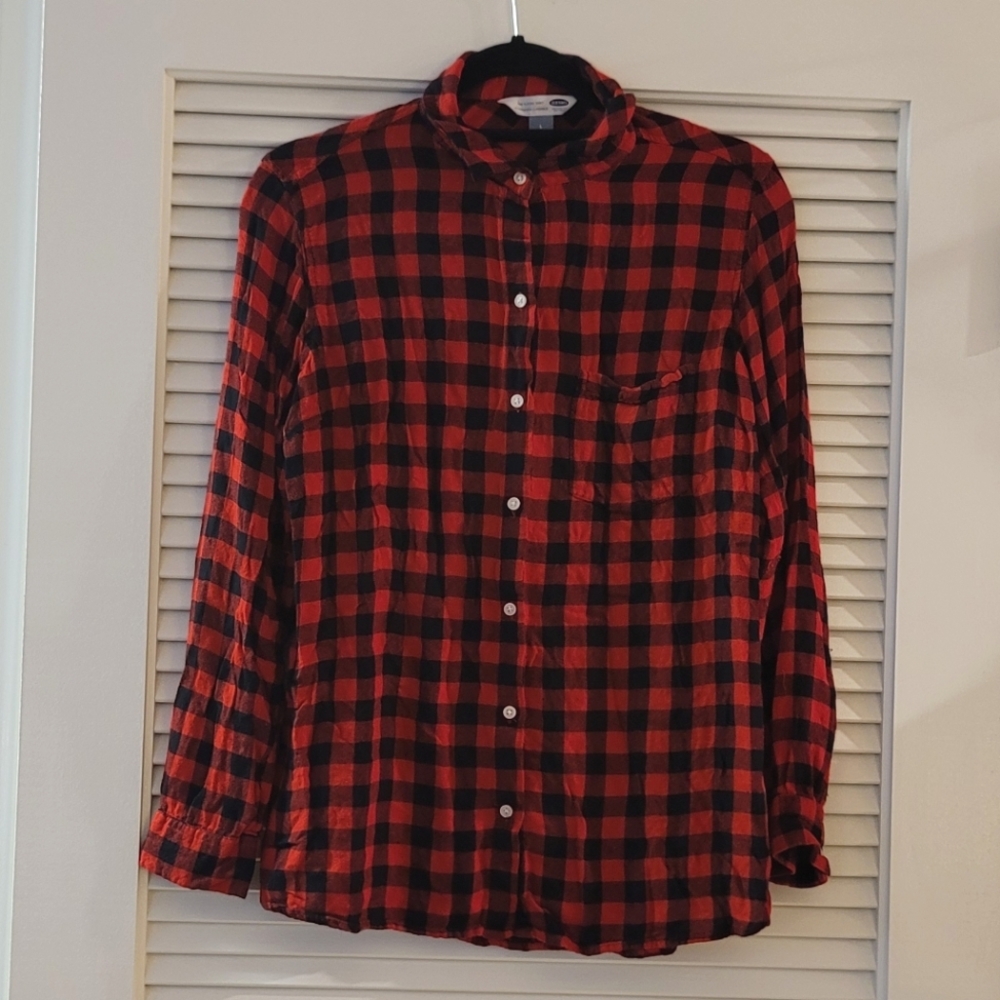 Old Navy - Red & Black Plaid Long-Sleeve Shirt